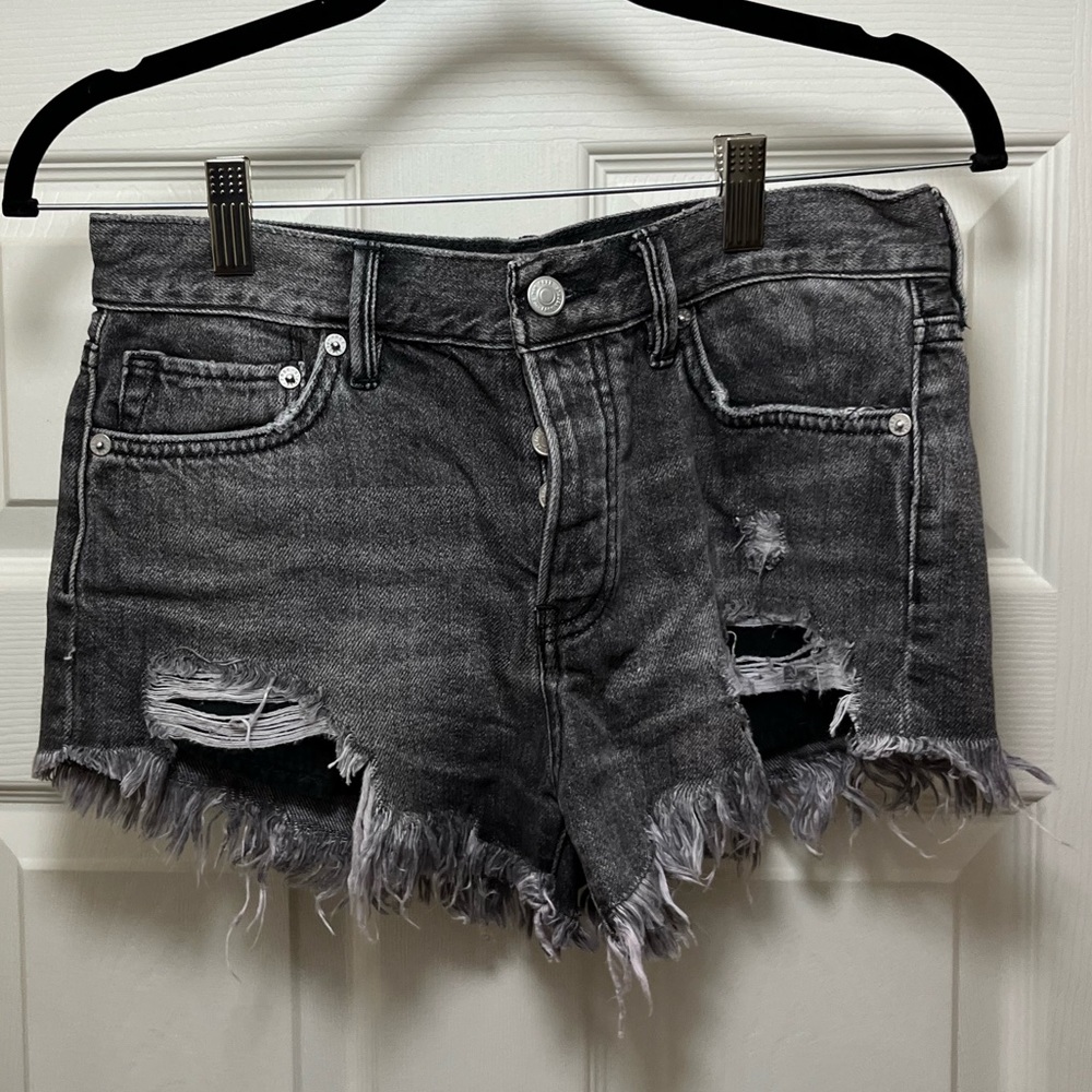 Free people black denim shorts